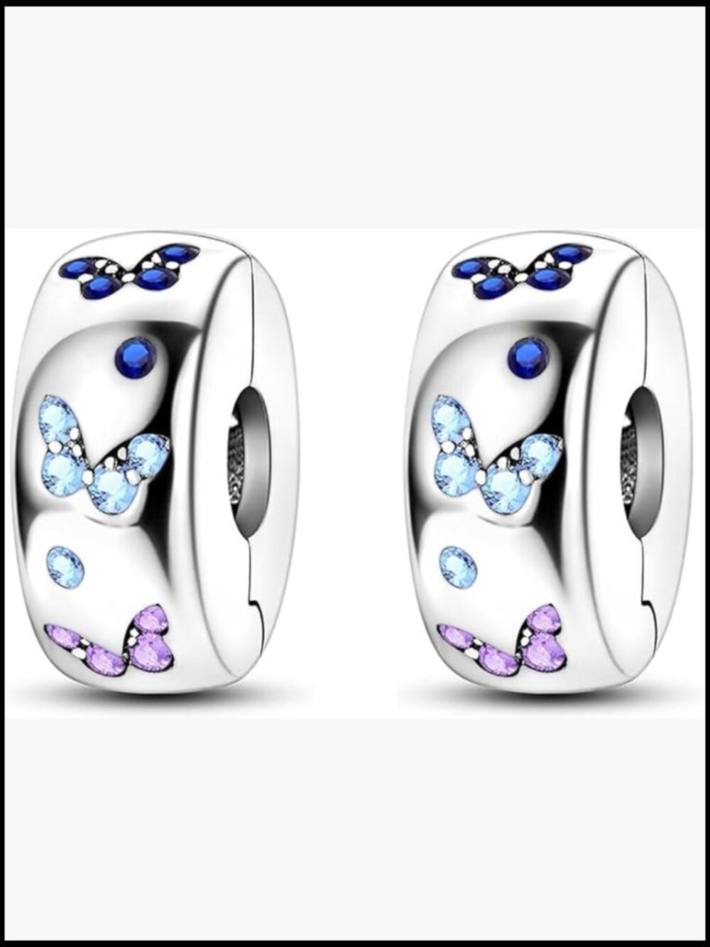 Sterling Silver Clip Stopper Beads for Charm Bracelets Butterfly Design,